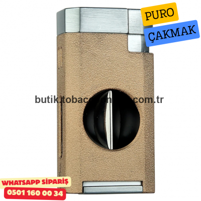 Quantoro Triple Torch Chrome Gold Puro Çakmağı