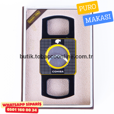 Cohiba Özel Üretim Sarı Siyah Metal Puro Makası Kesici Cohiba Özel Üretim Sarı Siyah Metal Puro Makası Kesici