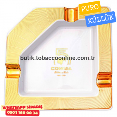 Cohiba 55. Yıl Gold-Beyaz Üçlü Porselen Puro Küllüğü
