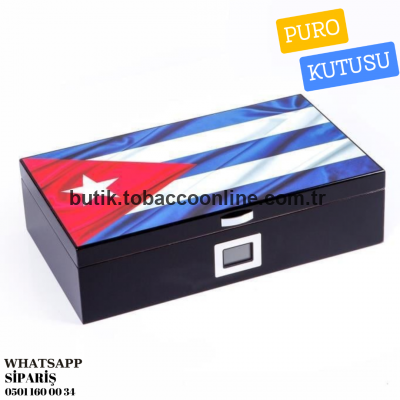 Cuban Flag Sedir Humidor Puro Kutusu