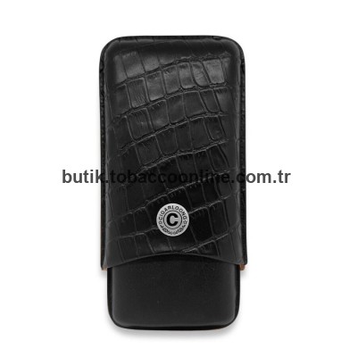 CigarLoong Metal Logolu Deri Puro Kılıfı 3'lü Siyah 62Ring