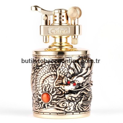 Chief Ejderha Motifli Gold Metal Masa Çakmağı