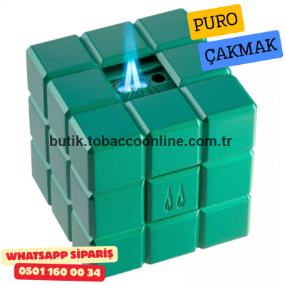 Colibri Heritage Cube Yeşil Çift Alevli Masa Üstü Puro Çakmağı