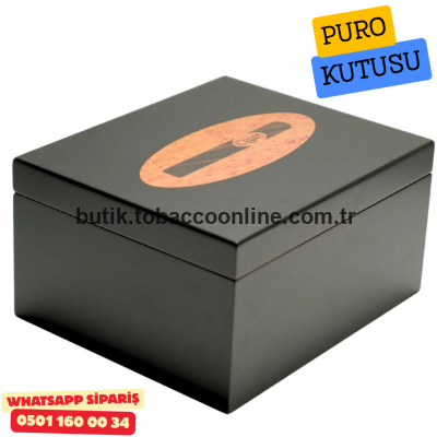 Siyah İspanyol Sedir Humidor Puro Kutusu 60–70 Puro Kapasiteli