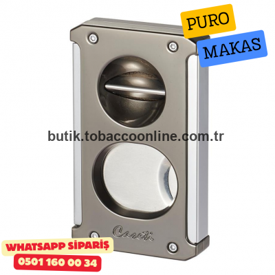 Caseti Gunmetal 3 Fonksiyonlu Puro Makası (V + Düz Kesim + Delici) Caseti Gunmetal 3 Fonksiyonlu Puro Makası (V + Düz Kesim + Delici)