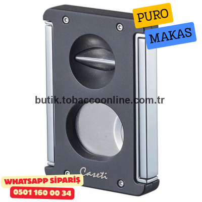 Caseti Siyah 3 Fonksiyonlu Puro Makası (V + Düz Kesim + Delici) Caseti Siyah 3 Fonksiyonlu Puro Makası (V + Düz Kesim + Delici)