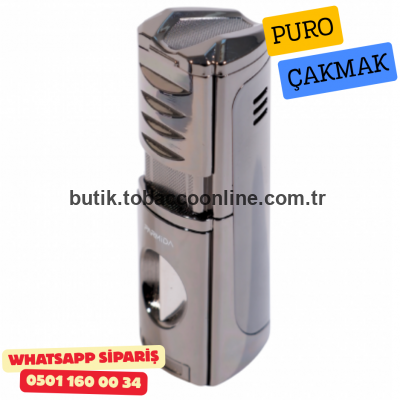 Puro Çakmak – 3 Alevli Jet Torch & Puro Delici (Metal / Silver Model) Puro Çakmak – 3 Alevli Jet Torch & Puro Delici (Metal / Silver Model)