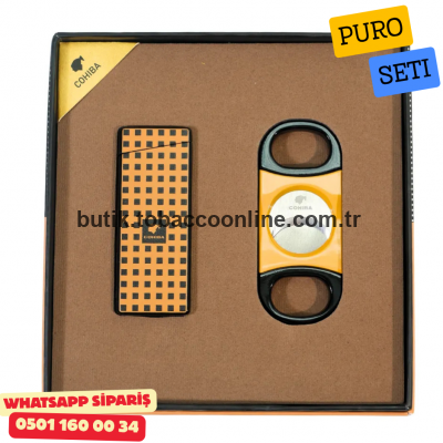 Cohiba İkili Gold Desenli Puro Seti Cohiba İkili Gold Desenli Puro Seti