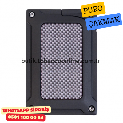 Caseti Karbon Desenli Siyah Jet Flame Puro Çakmak