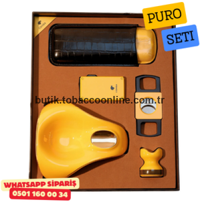 Cohiba Puro Seti – Sarı / Siyah Premium Aksesuar Seti Cohiba Puro Seti – Sarı / Siyah Premium Aksesuar Seti