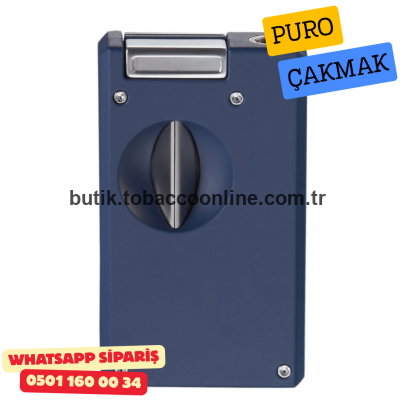 Caseti Paris Mavi / Krom Jet Flame Puro Çakmak (V Kesici & Delicili)