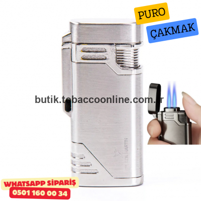 Black Martin Silver Çift Torch Metal Puro Çakmak Black Martin Silver Çift Torch Metal Puro Çakmak