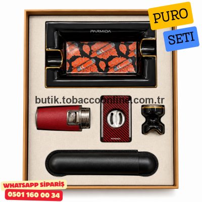 Parmida Beşli Kırmızı Siyah Premium Puro Aksesuar Seti Parmida Beşli Kırmızı Siyah Premium Puro Aksesuar Seti