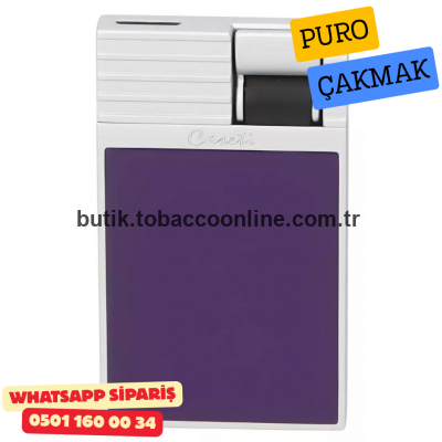 Caseti Paris Flat Mor Mat / Gümüş Tek Jet Alevli Çakmak