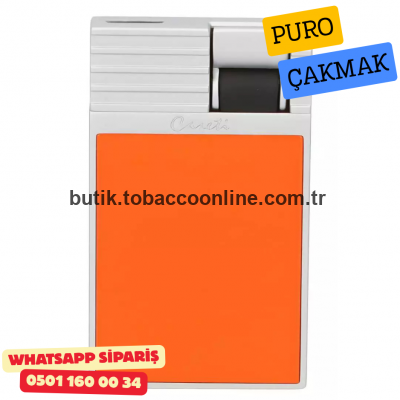 Caseti Paris Flat Turuncu Mat / Gümüş Tek Jet Alevli Çakmak